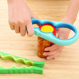 4 in 1 Handy Anti-slip Can Lid Screw Opener Bottle Opener for Pop/Beer Bottle Jar Kitchen Twist Tool Excellent Quality