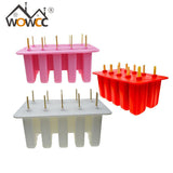 10 Cell Childhood Silicone Ice Cream Cube With Cover Tray Popsicle Molds Reusable Pop Lolly Frozen Mold Pan Kitchen Tools